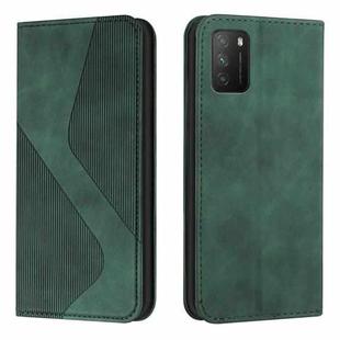 For Xiaomi Poco M3 Skin Feel Magnetic S-type Solid Color Horizontal Flip Leather Case with Holder & Card Slot & Wallet(Green)