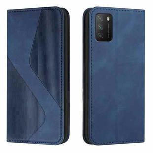 For Xiaomi Poco M3 Skin Feel Magnetic S-type Solid Color Horizontal Flip Leather Case with Holder & Card Slot & Wallet(Blue)