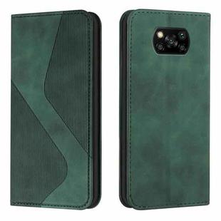 For Xiaomi Poco X3 NFC Skin Feel Magnetic S-type Solid Color Horizontal Flip Leather Case with Holder & Card Slot & Wallet(Green)