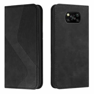 For Xiaomi Poco X3 NFC Skin Feel Magnetic S-type Solid Color Horizontal Flip Leather Case with Holder & Card Slot & Wallet(Black)