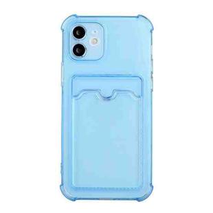 For iPhone 12 TPU Dropproof Protective Back Case with Card Slot(Blue)