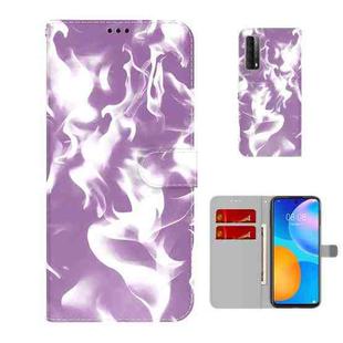 For Huawei P smart 2021 / Y7a Cloud Fog Pattern Horizontal Flip Leather Case with Holder & Card Slot & Wallet(Purple)