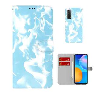 For Huawei P smart 2021 / Y7a Cloud Fog Pattern Horizontal Flip Leather Case with Holder & Card Slot & Wallet(Sky Blue)