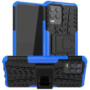 For OPPO Realme 8 / 8 Pro Tire Texture Shockproof TPU+PC Protective Case with Holder(Blue)