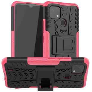 For OPPO Realme C21 / C20 Tire Texture Shockproof TPU+PC Protective Case with Holder(Pink)