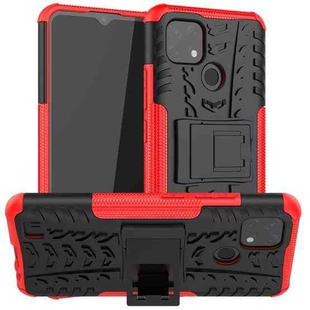 For OPPO Realme C21 / C20 Tire Texture Shockproof TPU+PC Protective Case with Holder(Red)