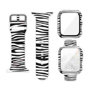 Silicone Printing Integrated Watch Case Watch Band For Apple Watch Series  7  45mm / & 6 & SE & 5 & 4 44mm(Zebra)