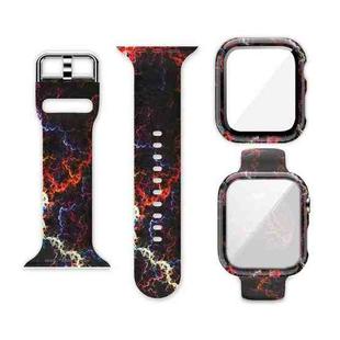 Silicone Printing Integrated Watch Case Watch Band For Apple Watch Series  7  45mm / & 6 & SE & 5 & 4 44mm(Starry Sky)