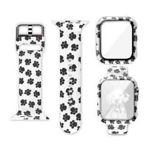 Silicone Printing Integrated Watch Case Watch Band For Apple Watch Series  7  45mm / & 6 & SE & 5 & 4 44mm(Dog Footprints)