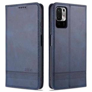 For Xiaomi Redmi Note 10 5G AZNS Magnetic Calf Texture Horizontal Flip Leather Case with Card Slots & Holder & Wallet(Dark Blue)