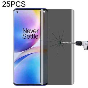 For OnePlus 8 Pro 25 PCS 0.3mm 9H Surface Hardness 3D Curved Surface Privacy Glass Film
