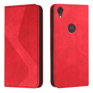 For Motorola Moto E6 Skin Feel Magnetic S-type Solid Color Horizontal Flip Leather Case with Holder & Card Slot & Wallet(Red)