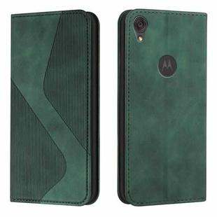 For Motorola Moto E6 Skin Feel Magnetic S-type Solid Color Horizontal Flip Leather Case with Holder & Card Slot & Wallet(Green)