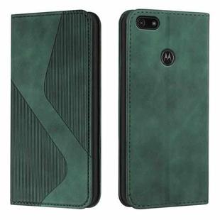 For Motorola Moto E6 Play Skin Feel Magnetic S-type Solid Color Horizontal Flip Leather Case with Holder & Card Slot & Wallet(Green)