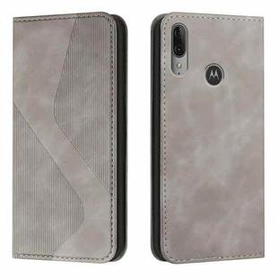 For Motorola Moto E6 Plus Skin Feel Magnetic S-type Solid Color Horizontal Flip Leather Case with Holder & Card Slot & Wallet(Grey)