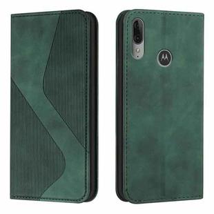 For Motorola Moto E6 Plus Skin Feel Magnetic S-type Solid Color Horizontal Flip Leather Case with Holder & Card Slot & Wallet(Green)