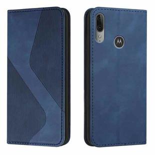 For Motorola Moto E6 Plus Skin Feel Magnetic S-type Solid Color Horizontal Flip Leather Case with Holder & Card Slot & Wallet(Blue)