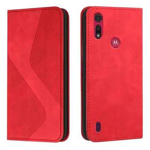 For Motorola Moto E6s 2020 Skin Feel Magnetic S-type Solid Color Horizontal Flip Leather Case with Holder & Card Slot & Wallet(Red)
