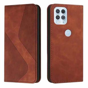 For Motorola Moto Edge S Skin Feel Magnetic S-type Solid Color Horizontal Flip Leather Case with Holder & Card Slot & Wallet(Brown)