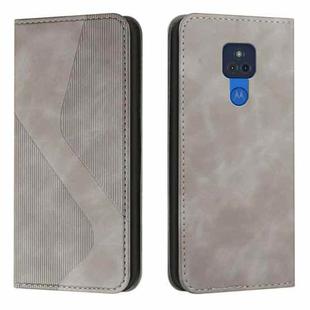 For Motorola Moto G Play 2021 Skin Feel Magnetic S-type Solid Color Horizontal Flip Leather Case with Holder & Card Slot & Wallet(Grey)