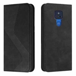For Motorola Moto G Play 2021 Skin Feel Magnetic S-type Solid Color Horizontal Flip Leather Case with Holder & Card Slot & Wallet(Black)