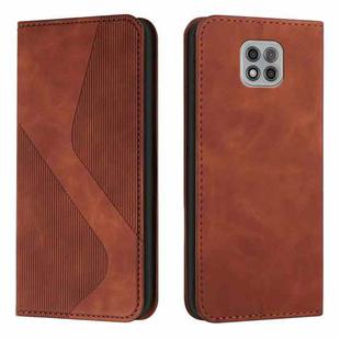 For Motorola Moto G Power 2021 Skin Feel Magnetic S-type Solid Color Horizontal Flip Leather Case with Holder & Card Slot & Wallet(Brown)