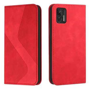 For Motorola Moto G Stylus 2021 Skin Feel Magnetic S-type Solid Color Horizontal Flip Leather Case with Holder & Card Slot & Wallet(Red)