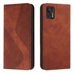 For Motorola Moto G Stylus 2021 Skin Feel Magnetic S-type Solid Color Horizontal Flip Leather Case with Holder & Card Slot & Wallet(Brown)