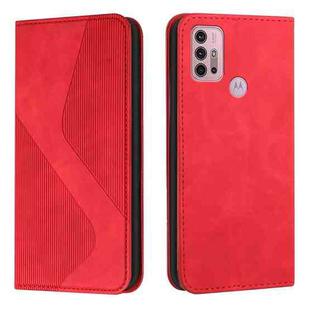 For Motorola Moto G10 Power Skin Feel Magnetic S-type Solid Color Horizontal Flip Leather Case with Holder & Card Slot & Wallet(Red)