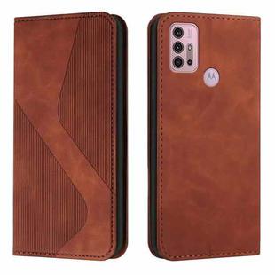 For Motorola Moto G10 Power Skin Feel Magnetic S-type Solid Color Horizontal Flip Leather Case with Holder & Card Slot & Wallet(Brown)