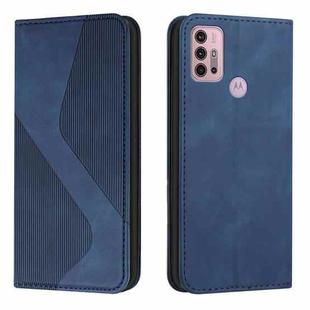 For Motorola Moto G10 / G30 Skin Feel Magnetic S-type Solid Color Horizontal Flip Leather Case with Holder & Card Slot & Wallet(Blue)