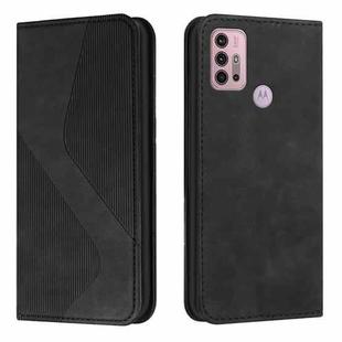For Motorola Moto G10 / G30 Skin Feel Magnetic S-type Solid Color Horizontal Flip Leather Case with Holder & Card Slot & Wallet(Black)