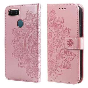 For OPPO A7 / A5s 7-petal Flowers Embossing Pattern Horizontal Flip PU Leather Case with Holder & Card Slots & Wallet & Photo Frame(Rose Gold)