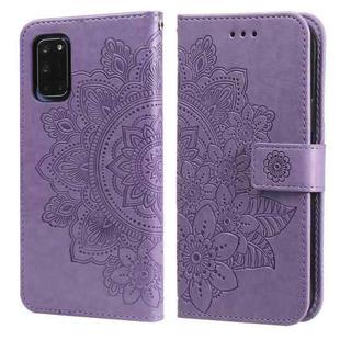 For OPPO A52 / A72 4G / A92 7-petal Flowers Embossing Pattern Horizontal Flip PU Leather Case with Holder & Card Slots & Wallet & Photo Frame(Light Purple)