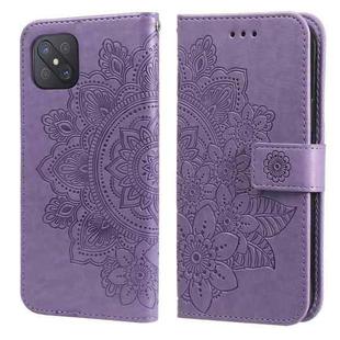 For OPPO A92s / Reno4 Z / A72 5G / A73 5G / A53 5G 7-petal Flowers Embossing Pattern Horizontal Flip PU Leather Case with Holder & Card Slots & Wallet & Photo Frame(Light Purple)
