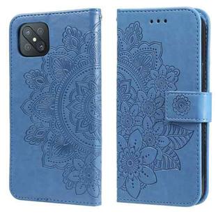 For OPPO A92s / Reno4 Z / A72 5G / A73 5G / A53 5G 7-petal Flowers Embossing Pattern Horizontal Flip PU Leather Case with Holder & Card Slots & Wallet & Photo Frame(Blue)