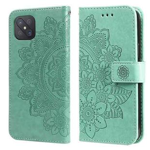 For OPPO A92s / Reno4 Z / A72 5G / A73 5G / A53 5G 7-petal Flowers Embossing Pattern Horizontal Flip PU Leather Case with Holder & Card Slots & Wallet & Photo Frame(Green)