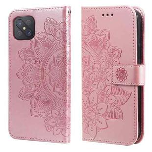 For OPPO A92s / Reno4 Z / A72 5G / A73 5G / A53 5G 7-petal Flowers Embossing Pattern Horizontal Flip PU Leather Case with Holder & Card Slots & Wallet & Photo Frame(Rose Gold)