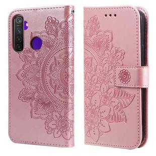 For OPPO Realme 5 / Realme 5s / Realme C3 7-petal Flowers Embossing Pattern Horizontal Flip PU Leather Case with Holder & Card Slots & Wallet & Photo Frame(Rose Gold)