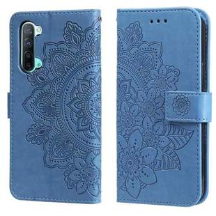 For OPPO Reno3 5G / Find X2 Lite / K7 7-petal Flowers Embossing Pattern Horizontal Flip PU Leather Case with Holder & Card Slots & Wallet & Photo Frame(Blue)