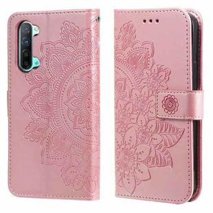 For OPPO Reno3 5G / Find X2 Lite / K7 7-petal Flowers Embossing Pattern Horizontal Flip PU Leather Case with Holder & Card Slots & Wallet & Photo Frame(Rose Gold)