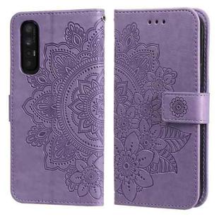 For OPPO Reno3 Pro 5G / Find X2 Neo 7-petal Flowers Embossing Pattern Horizontal Flip PU Leather Case with Holder & Card Slots & Wallet & Photo Frame(Light Purple)
