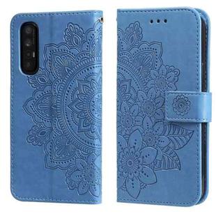 For OPPO Reno3 Pro 5G / Find X2 Neo 7-petal Flowers Embossing Pattern Horizontal Flip PU Leather Case with Holder & Card Slots & Wallet & Photo Frame(Blue)