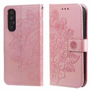 For OPPO Reno3 Pro 5G / Find X2 Neo 7-petal Flowers Embossing Pattern Horizontal Flip PU Leather Case with Holder & Card Slots & Wallet & Photo Frame(Rose Gold)