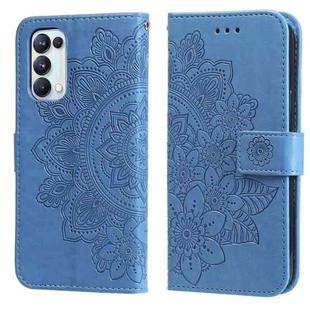 For OPPO Reno5 5G / 4G / Find X3 Lite 7-petal Flowers Embossing Pattern Horizontal Flip PU Leather Case with Holder & Card Slots & Wallet & Photo Frame(Blue)