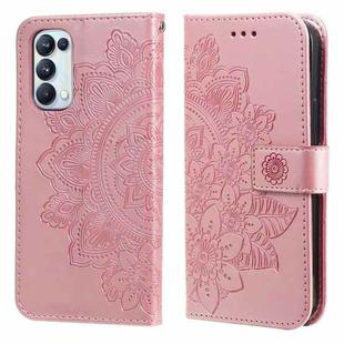 For OPPO Reno5 5G / 4G / Find X3 Lite 7-petal Flowers Embossing Pattern Horizontal Flip PU Leather Case with Holder & Card Slots & Wallet & Photo Frame(Rose Gold)