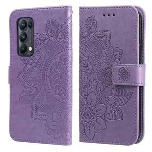 For OPPO Reno5 Pro+ / Find X3 Neo 7-petal Flowers Embossing Pattern Horizontal Flip PU Leather Case with Holder & Card Slots & Wallet & Photo Frame(Light Purple)