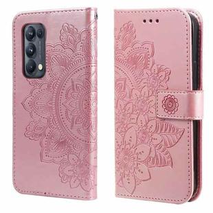 For OPPO Reno5 Pro+ / Find X3 Neo 7-petal Flowers Embossing Pattern Horizontal Flip PU Leather Case with Holder & Card Slots & Wallet & Photo Frame(Rose Gold)