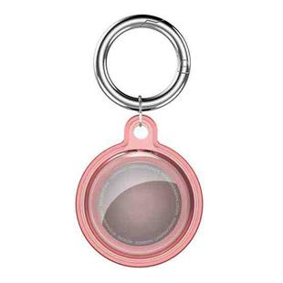 All-inclusive Clear Crystal Shockproof Protective Cover Case with Keychain Hook Loop For AirTag(Pink)