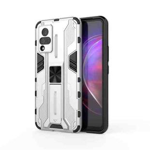 For vivo V21 Supersonic PC + TPU Shock-proof Protective Case with Holder(White)